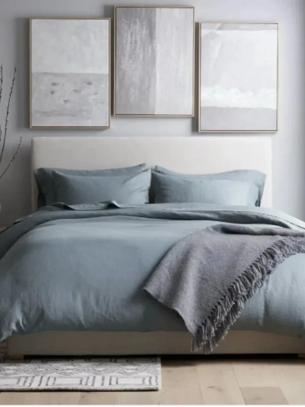 New! Quince European Linen King Duvet Cover in Dusty Blue